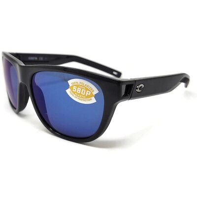 Costa Del Mar Bayside Sunglasses Shiny Black - Blue Mirror 580P BAY 11 OBMP