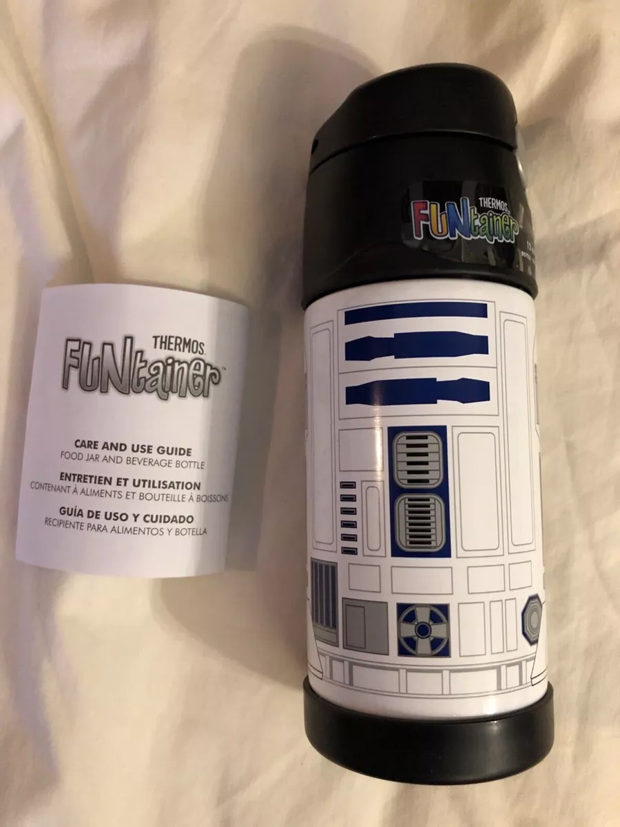 Star Wars R2D2 Thermos Funtainer 12oz Cold Beverage Water Juice Bottle  Straw NEW