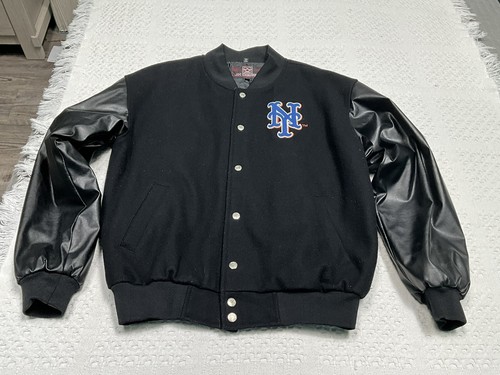NEW YORK METS VINTAGE WOOL PVC/LEATHER BOMBER JACKET M JH DESIGNS - Picture 6 of 15