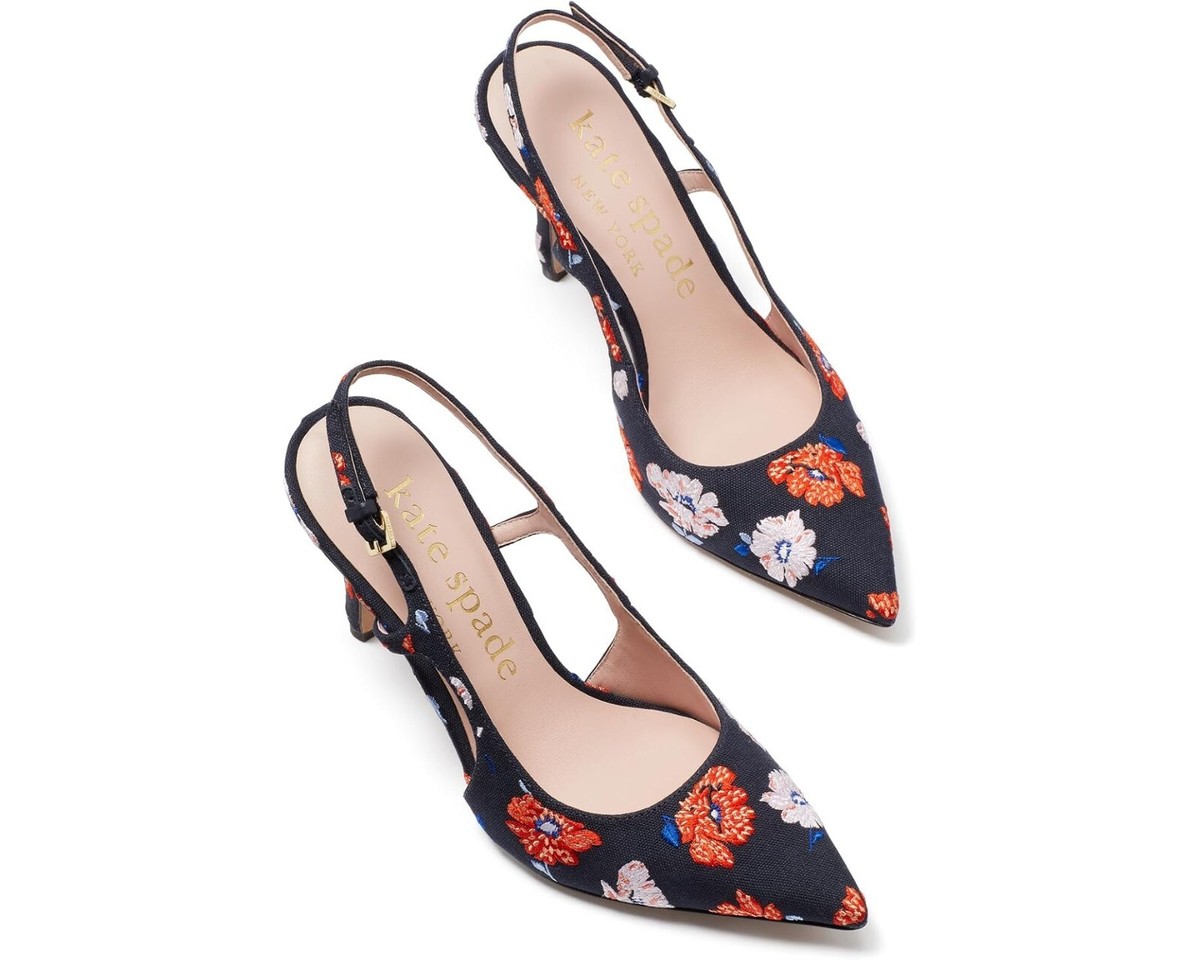 Kate Spade Z14105 Captain Navy Floral Valerie Slingback Heel