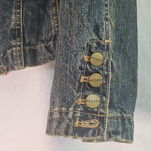 Vintage Axcess Jean Jacket by Liz Claiborne Women's Size 12 Embroidered Collar - Picture 6 of 10