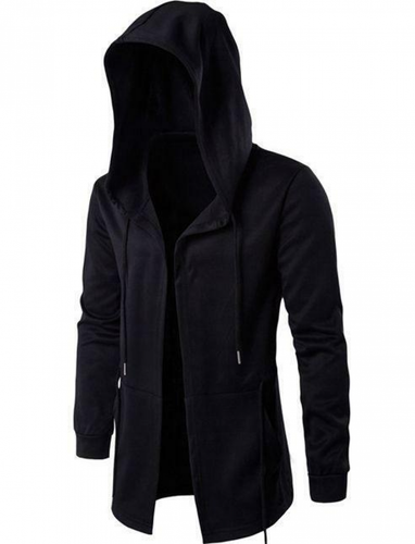 Men's Hooded Jackets Long Cardigan Gothic Punk Hoodie Coats Cloak Outwear Retro - Picture 2 of 6