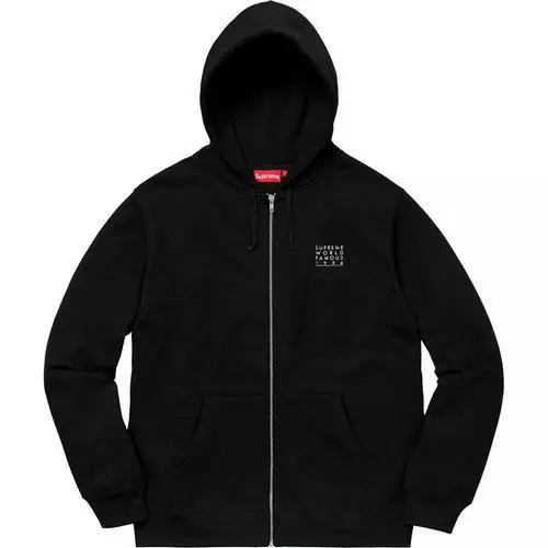 Supreme World Famous Zip Up Hooded Sweatshirt Black Medium S/S 18