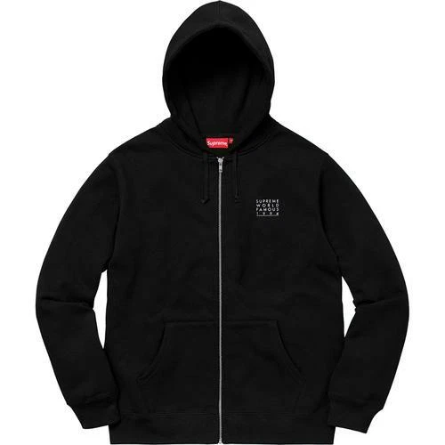 Sweat shirt à capuche zippé Supreme World Famous noir moyen S/S 18
