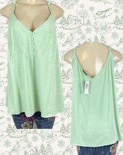 Torrid Plus 6 Mint Green Floral Lace Detail V-Neck Adjustable Strap Camisole