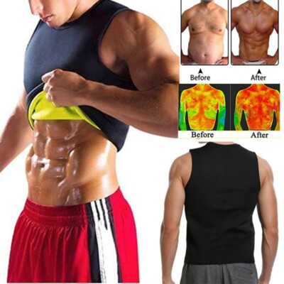 Men Neoprene Sauna Sweat Vest Body Shaper Waist Trainer Top Fat Burner Shapewear