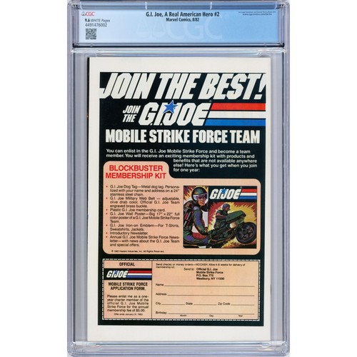 G.I. Joe, A Real American Hero #2 1982 Marvel CGC 9.6 1st appearance of Kwinn - Picture 2 of 2