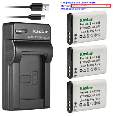Kastar Battery Slim USB Charger for Nikon EN-EL23 MH-67 & Nikon Coolpix B700