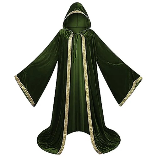 Halloween Costume Cape Cloak Adult Hooded Death Vampire Wizard Priest Gown Robe - Picture 15 of 21