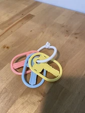 Vintage Nursery Needs Plastic White Key Ring Multicolored Keys Baby Toy