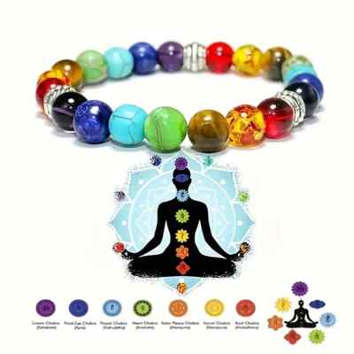 7 Chakra Healing Stone 8mm Beads Stretch  Bracelet Balance Energy Jewelry