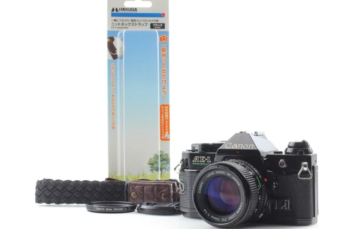 [ Exc+5 w/ Strap ] Canon AE-1 Program Black SLR Camera & NEW FD 50mm F1.4 JAPAN