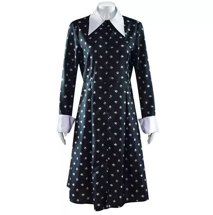 Wednesday Addams Costume For Women Girls Collar Black Dress Costume