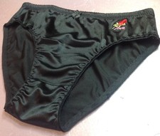 Women Panties Bikinis GRACE Size XL.Black Nylon Satin W/Decoration Elastic