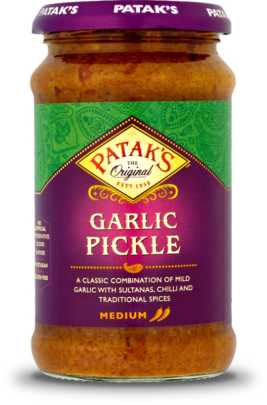 PATAK'S Garlic Pickle 300 g Paste Soße Knoblauch Sultaninen Chili Sauce