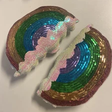 Plush Rainbow Shaped Sequin Pillows 8 X 14 Capelli New York