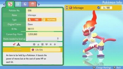 Pokémon Brilliant Diamond & Shining Pearl -  Shiny Infernape 6IVs - FAST TRADE 