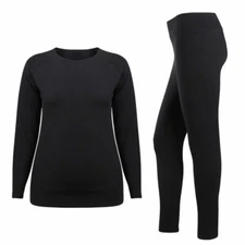 Womens Thermal Fleece Underwear Winter Sports Skiing Base Layer Top Bottom Set