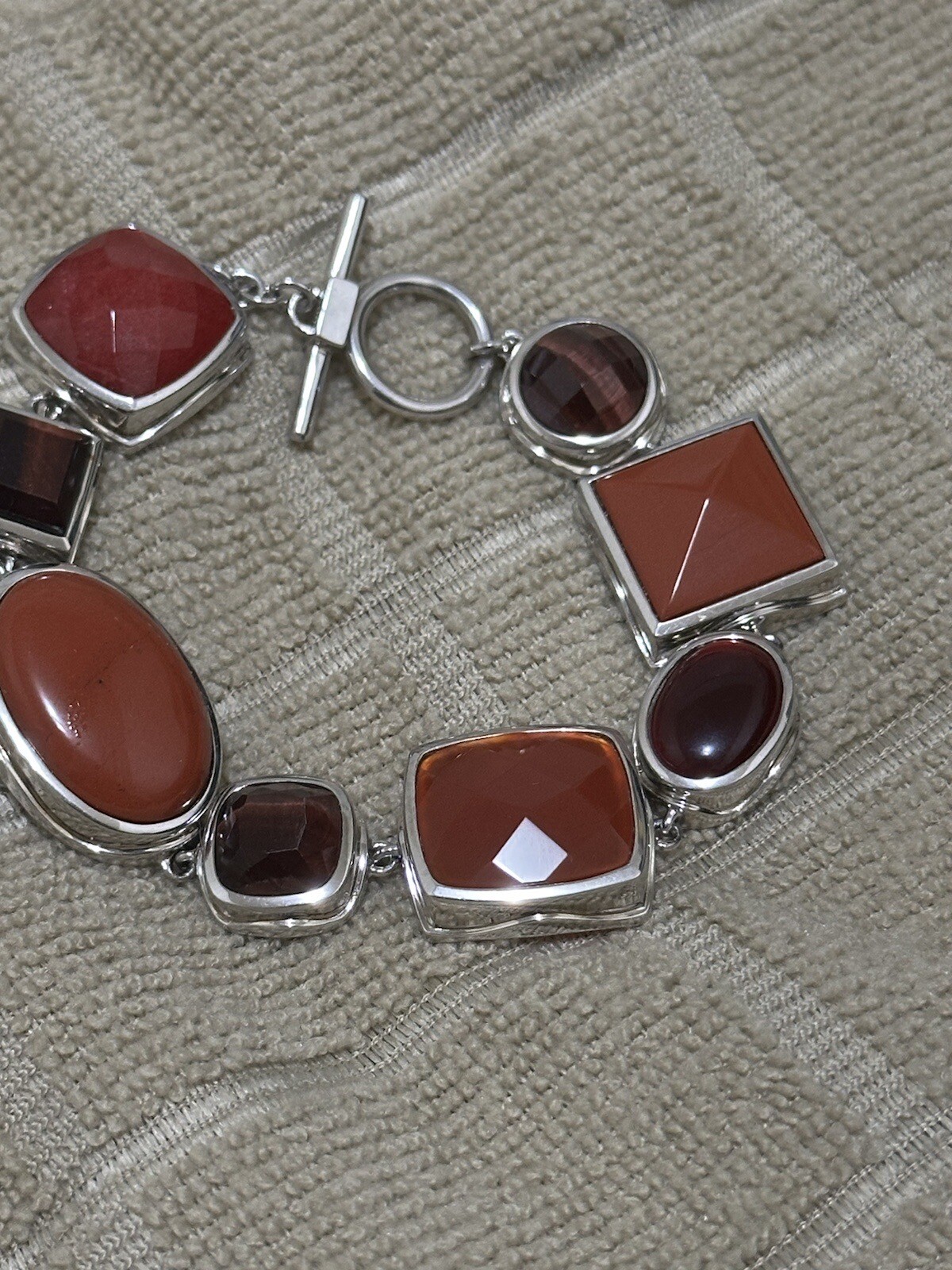 ELLE Sterling Silver Multi-Stone  Toggle bracelet… - image 2
