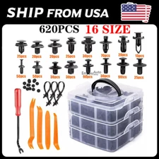 620Pcs Rivets Fastener Fender Push Pin Trim Auto Bumper Clips Universal