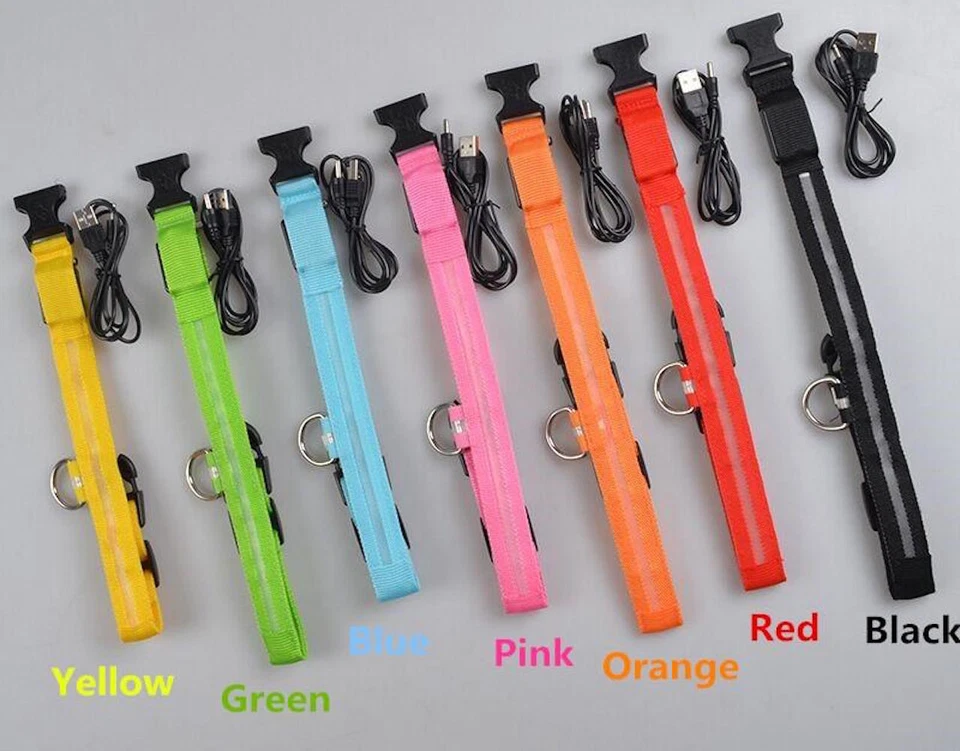 RECHARGEABLE LED PET GLOW COLLAR night safety adjustable flash light-up FOR dog - Image 2 of 4
