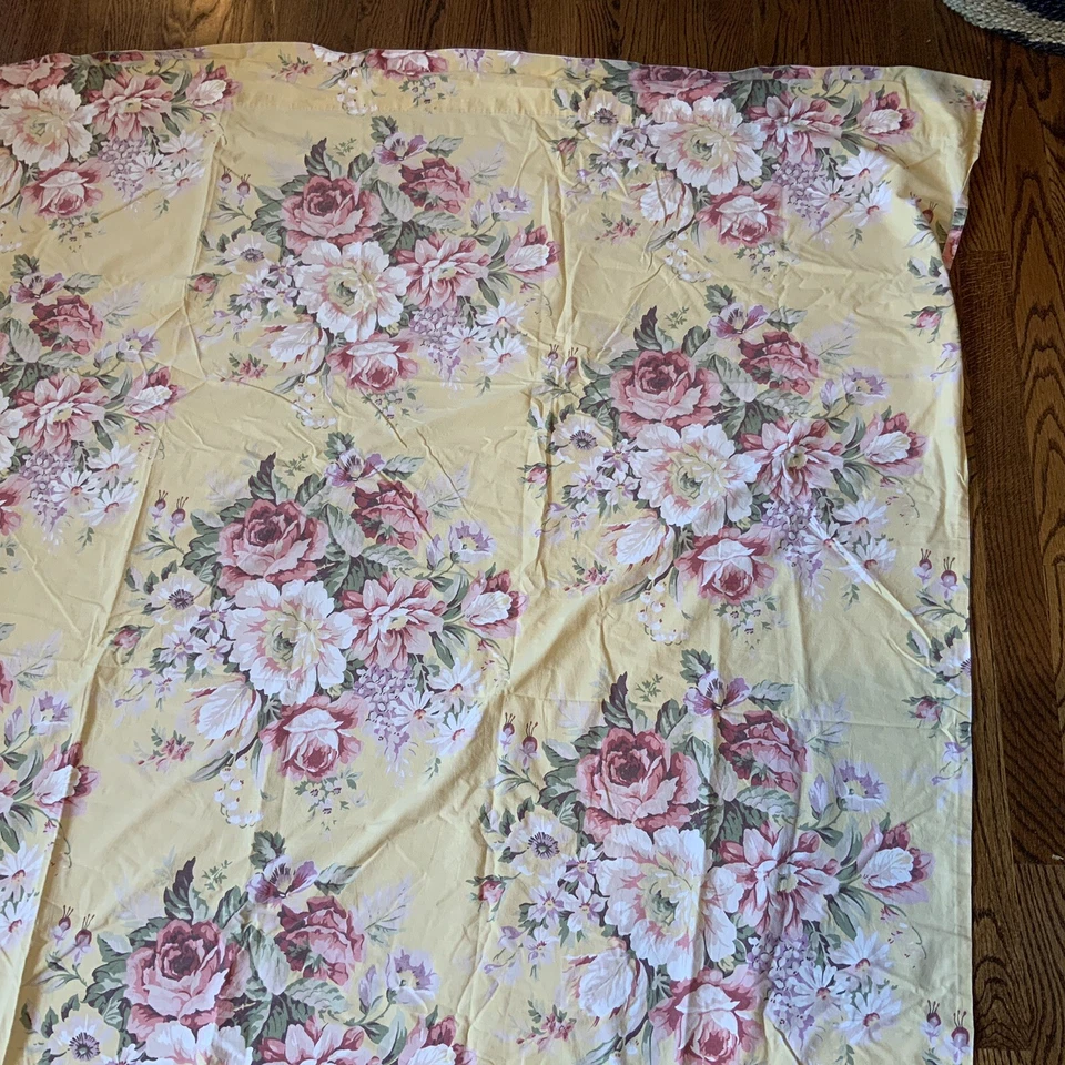 Ralph Lauren Home Sophie Brooke Yellow Flat Sheet ~ FULL SIZE ~ Vintage USA - Image 4 of 4