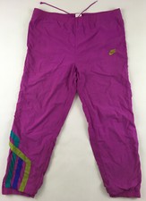 Nike 1990 tracksuit grey tag nylon track pants trousers pink vintage 1990s M