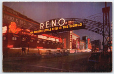 Vintage Postcard - Reno Arch at Night - Reno Nevada