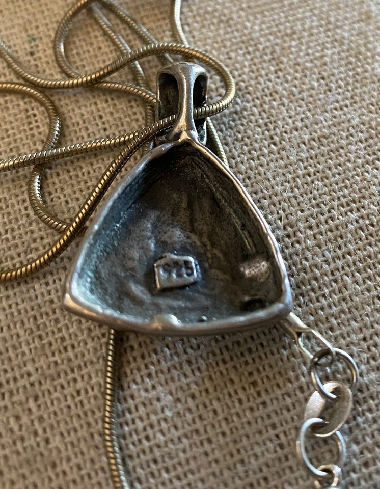 Sterling Silver WOMENS Turquoise Bali Style Scroll Triangle Pendant W ...