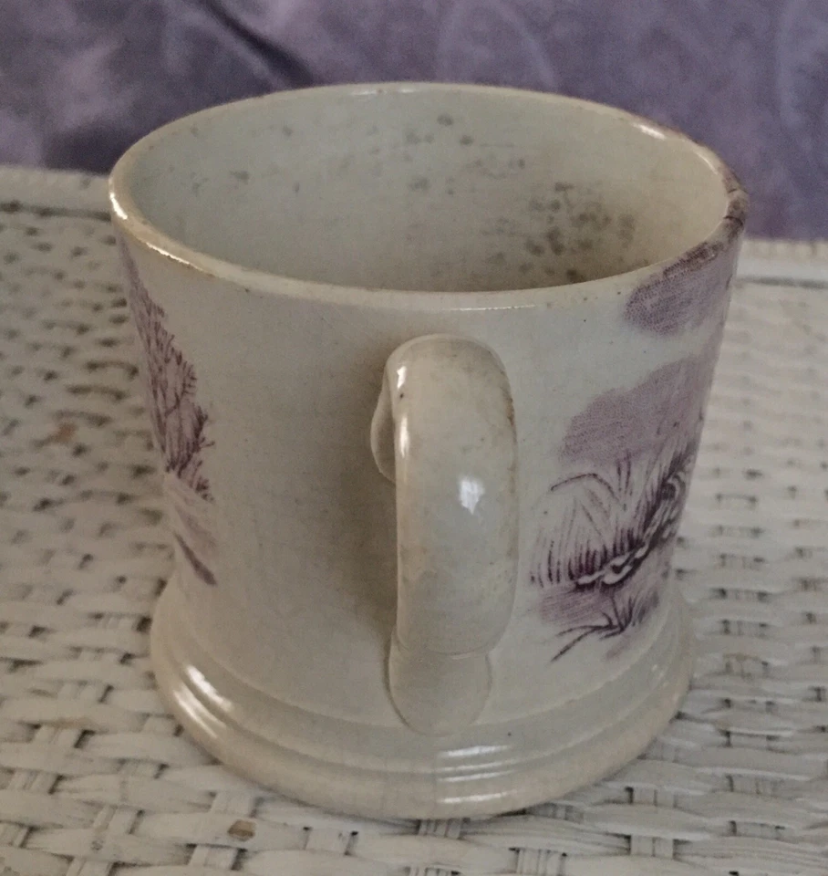 МЯГКАЯ ПАСТА начала 19 г. н.э. антикварная ДЕТСКАЯ КРУЖКА ФИОЛЕТОВАЯ ПОСУДА ДЛЯ РЫБАЛКИ И ОХОТЫ - Изображение 4 из 4