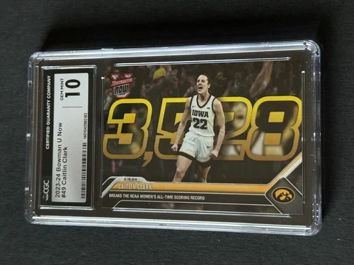 2023 Topps Now #49 CAITLIN CLARK Bowman U University Iowa Hawkeyes Record CGC 10