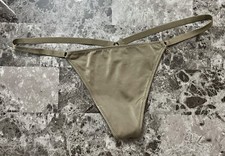 NWOT VICTORIA'S SECRET O/S TAUPE GOLD CHARM SMOOTH RARE VINTAGE V STRING PANTIES