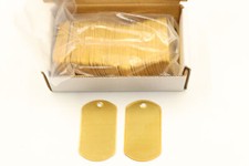 Box of 100 Brass Military Blank Rolled Edge Dog Tags