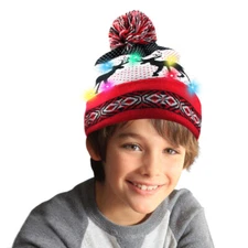 10-LED Light-Up Knitted Beanie Hat Christmas Cap Winter Warmer Adult Kids Gifts