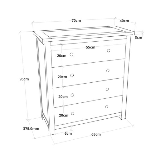 Chest of Drawers 4 Drawer Oak-effect Petite Bedroom Furniture Storage Wood - Picture 9 of 9