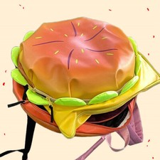 Ladies Men Kids Fashion Cute Cheese Burger Bag Large Hamburger Backpack School