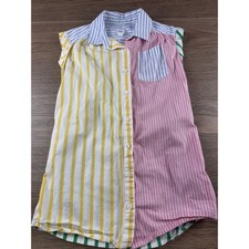 Gap Kids Girls XS Multicolor Striped Sleeveless Button Down Shirt Dress Cotton