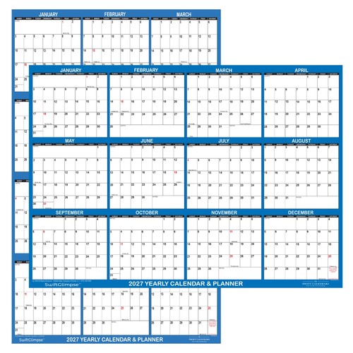 SwiftGlimpse 2027 Wall Calendar Erasable Yearly Wall Planner 24
