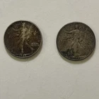 1943 and 1944 Walking Liberty Half Dollars Lot of 2