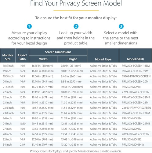 StarTech.com 28-inch 16:9 Computer Monitor Privacy Filter, Anti-Glare Privacy Sc - Photo 2/9