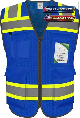 Hi Vis Reflective Safety Vests for Men Women High Visibility Vest with Pockets L - product listing photo