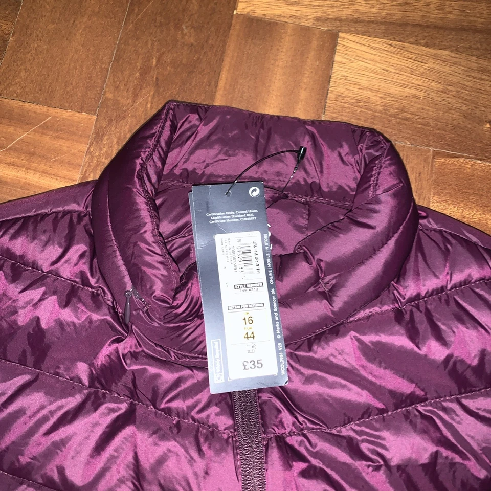 Marks & Spencer’s Gilet Waistcoat Size 16 Down Feather Travel Work Purple New - Image 3 of 4