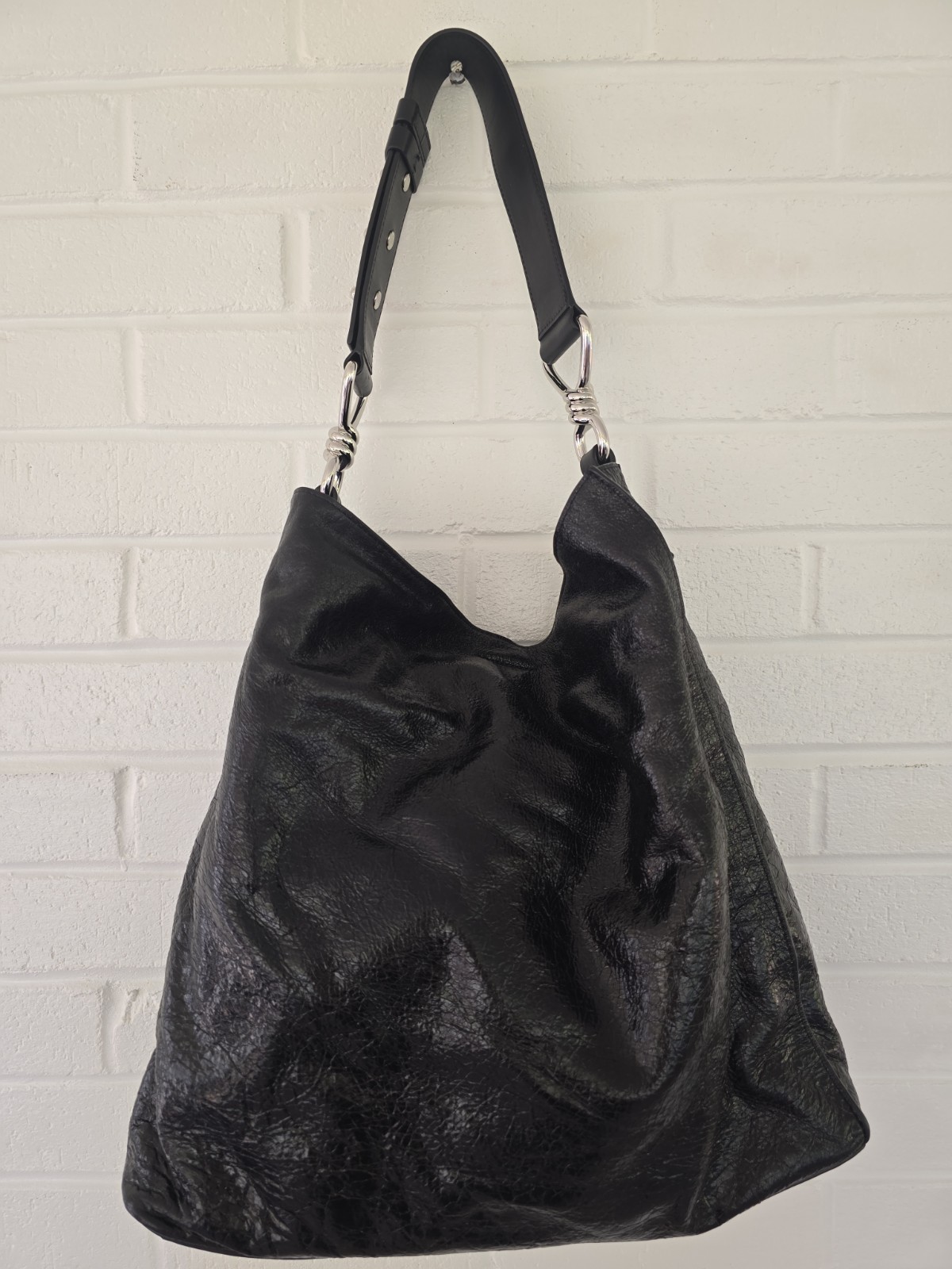 All Saints Patent Learher Shoulder Bag Women's In Black