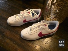 Nike Cortez Low Top Synthetic Sneaker White Red Colorblock 5.5Y