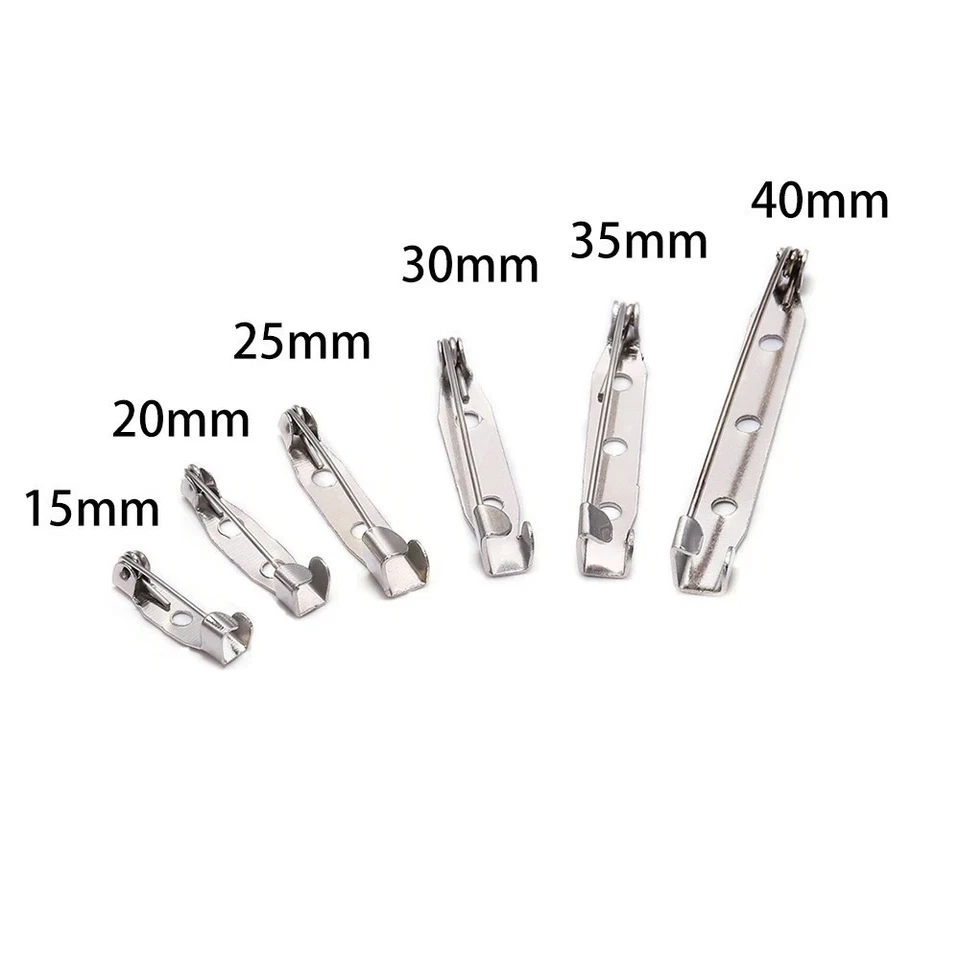 50pcs 15mm-35mm Brooch Clip Pins Badge Fastener Bar Craft - Image 3 of 4