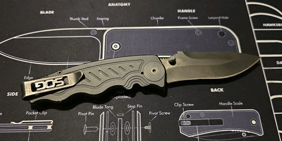 SOG Zoom Mini Pocket Knife Black Drop Point Assisted w/ Safety Function LumiNox - Image 2 of 3