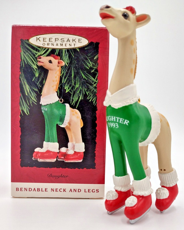 🦒 1993 Hallmark Keepsake Ornament Daughter Giraffe bendable 4.5 inches in box