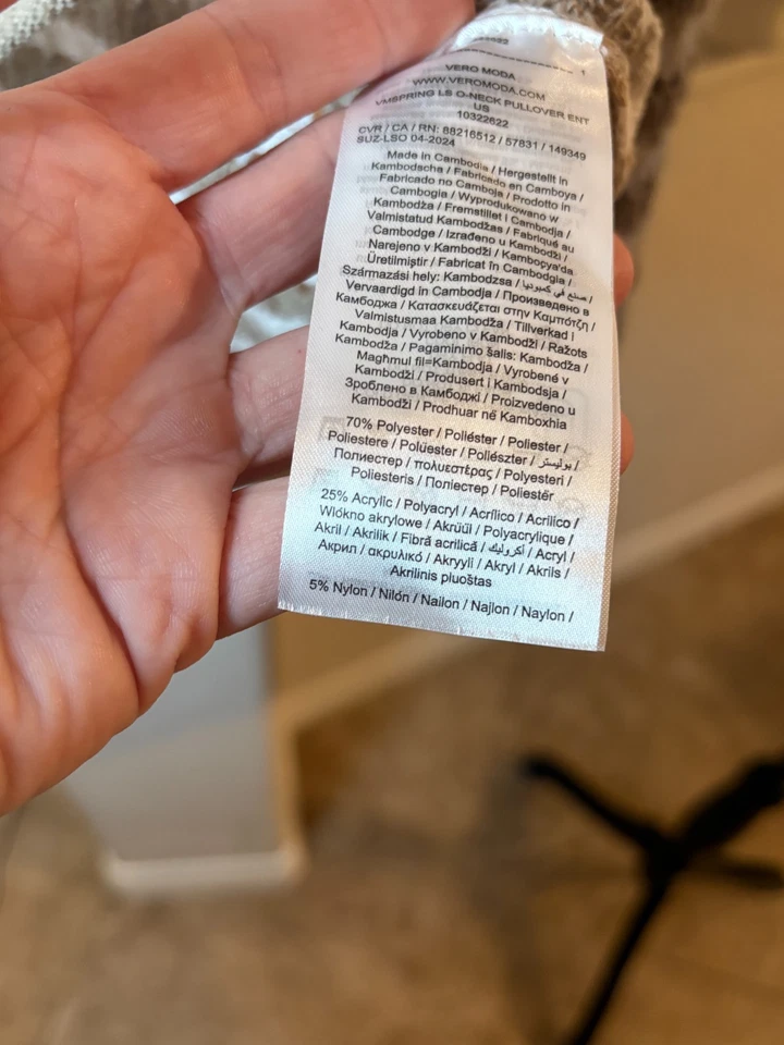 Vero Moda Jersey Punto Abierto Marrón y Blanco Talla M 4-8 Foto 4 de 4