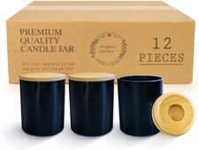 Aroparc 12 Pack 10oz Black Candle Jars With Lids, Bulk Container Bright