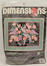 Dimensions Needlepoint Kit Lilacs and Tulips 2393 VTG 1991 Persian Wool NEW NOS
